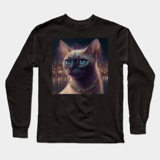 Shimmering Burmese Cat Goddess Long Sleeve T-Shirt